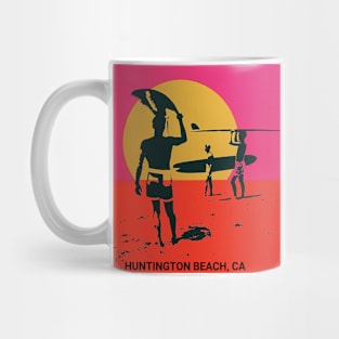 Summer Beach Scene with Surfers Mug